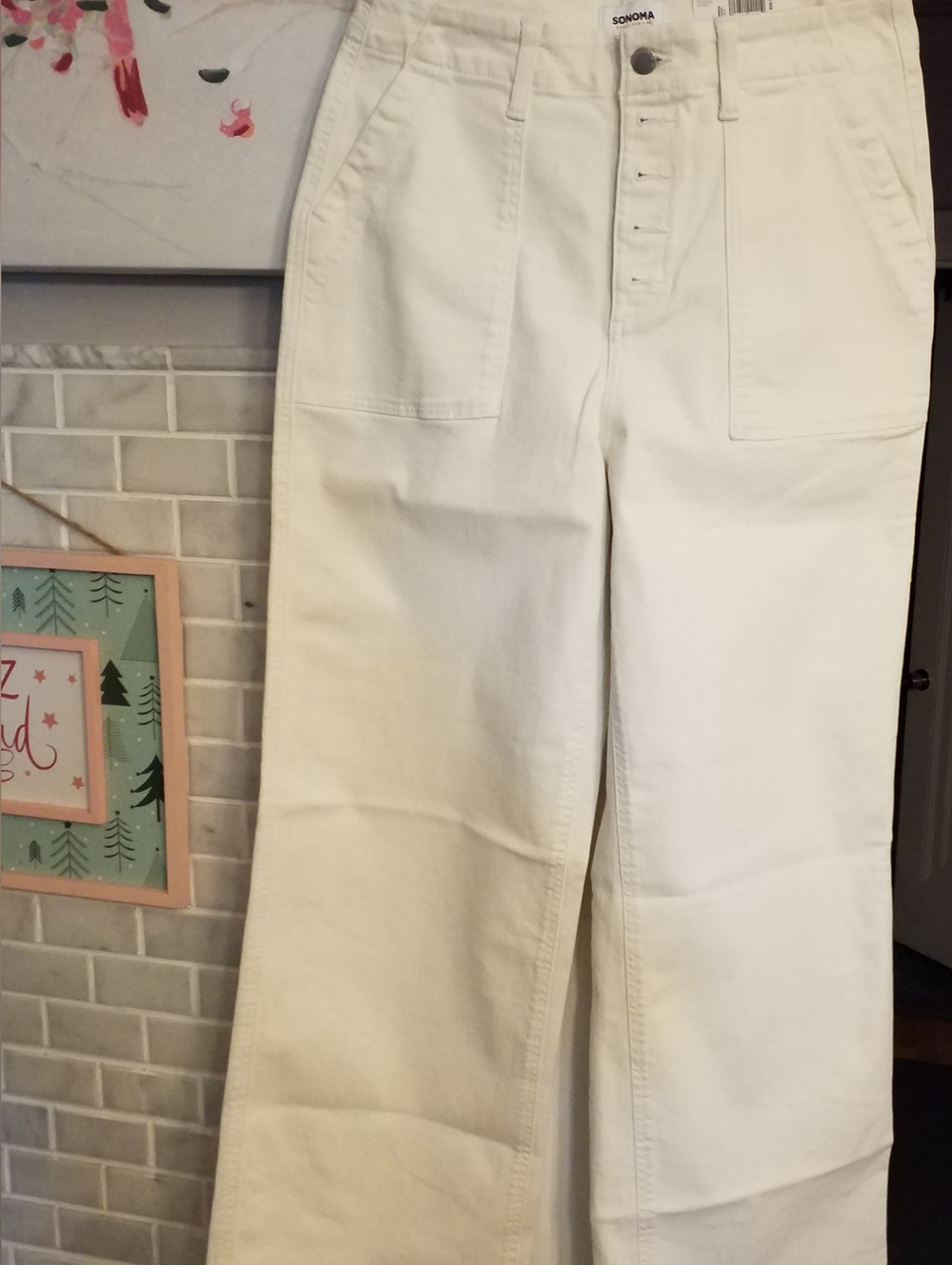 Sonoma White High-Rise Wide Leg Jeans with Button Fly